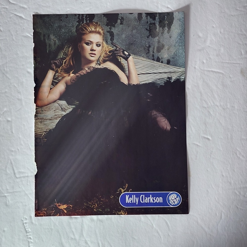 Kelly Clarkson blonde singer black emo dress pinup vintage clipping 2005 8x10.5